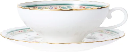 Miniatura 9 de Noritake P58043A/4409 - Taza de té y platillo (juego de pares) 6.1 onzas líquidas (180 cc) con cincel de flores para 2 invitados, porcelana de hueso
