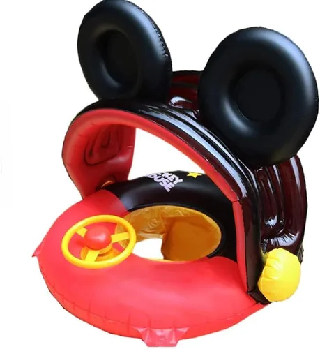 Arcimatto Flotadores de piscina para bebés con toldo de protección solar extraíble, bonita balsa inflable con asiento y asa, no se voltea para