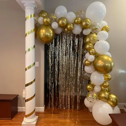 Miniatura 4 de Globos blancos y dorados, paquete de 60 globos de 12 pulgadas de oro metálico, globos de látex perla blanca y globos de confeti dorados para Oro