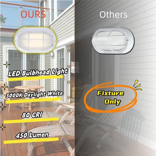 Miniatura 2 de WISBEAM Luz de mamparo LED, luz de pared LED para exteriores, regulable, 6 W, reemplazo de 60 W, 450 lúmenes, 3000 K, luz blanca diurna 80CRI