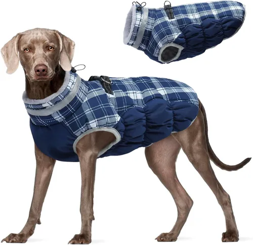 Miniatura 44 de FUAMEY - Chaqueta de invierno para perro, chaleco acolchado con arnés, ropa cálida para mascotas, abrigo con cremallera, impermeable, para perros