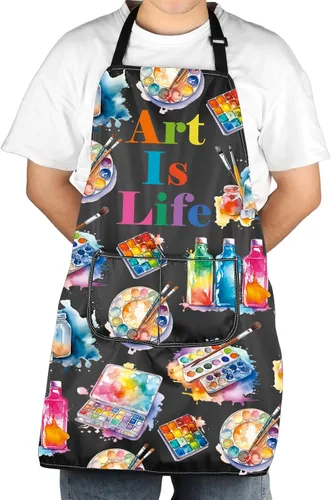 JXGZSO Delantal de pintor para artistas, regalo para amantes del arte, pintor, regalo para artistas, delantal impermeable con bolsillo