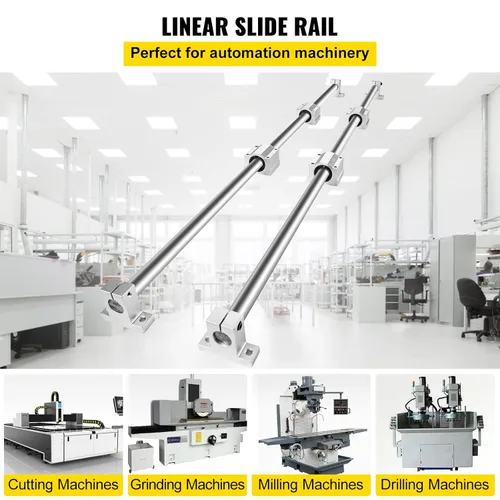 Miniatura 2 de BestEquip Diapositiva de riel lineal 2 piezas 0.787 in x 39.370 in rodamientos lineales conjunto con 4 rodamientos de bloque SC20UU+4 piezas eje eje