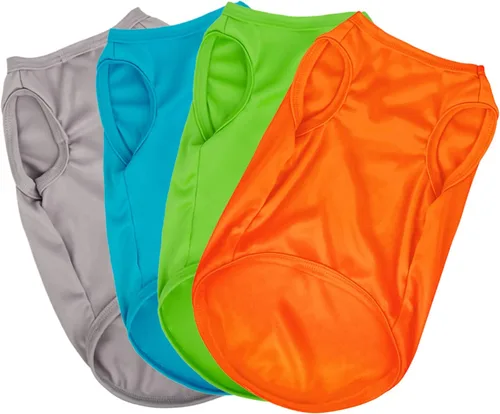 Miniatura 8 de Hozz 4 camisas para cachorros de perro y gato, tamaño pequeño, negro, azul, amarillo, rojo, mezcla de algodón, simples y clásicas, verano y todas