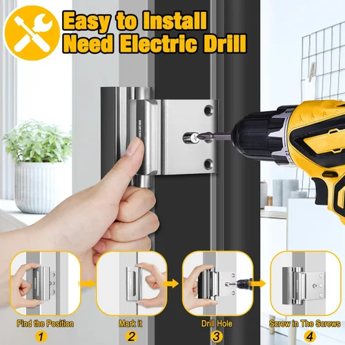 Miniatura 4 de Cerradura de seguridad para puertas del hogar, cerradura de refuerzo de metal mejorada, 3" que soporta 1000 libras de impacto para puertas