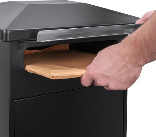 Miniatura 2 de Winbest Caja de correo de acero con ranura de caída con cerradura de piso independiente con compartimento para paquetes, color negro