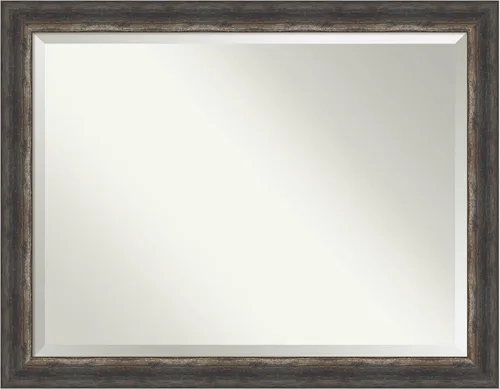 Miniatura 21 de Amanti Art Brown Wall Mirror 25x21 Bark Rustic Char Rectangle Bathroom Mirror for Wall Decor Living Room, Small Rustic Farmhouse Frame, Hangs