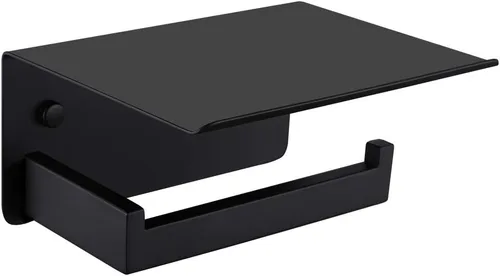 Miniatura 13 de Soporte de papel higiénico con estante para teléfono, color negro y dorado, dispensador de rollos de papel de acero inoxidable APLusee 304