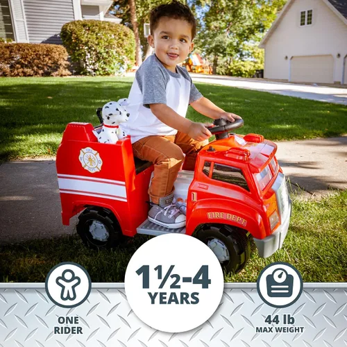 Miniatura 3 de Kid Trax Real Rigs - Camión de bomberos interactivo para niños de 1.5 a 4 años, batería y cargador de 6 voltios, efectos de sonido, rojo, grande