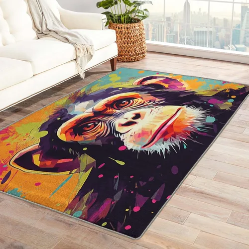 Miniatura 31 de Alfombra africana de 5 x 7 pies, alfombra de área étnica, alfombras de máscara afro para sala de estar, dormitorio, alfombra tribal, decoración