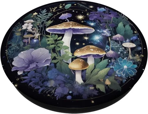Miniatura 2 de PopSockets PopGrip estándar con cristales mágicos de bruja, estilo bohemio, color morado