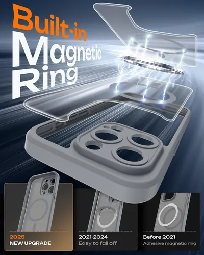 Miniatura 3 de TOCOL Funda magnética 3 en 1 para iPhone 15 Pro Max, mejorada [protección completa de la cámara] con 2 protectores de pantalla, compatible con Gris