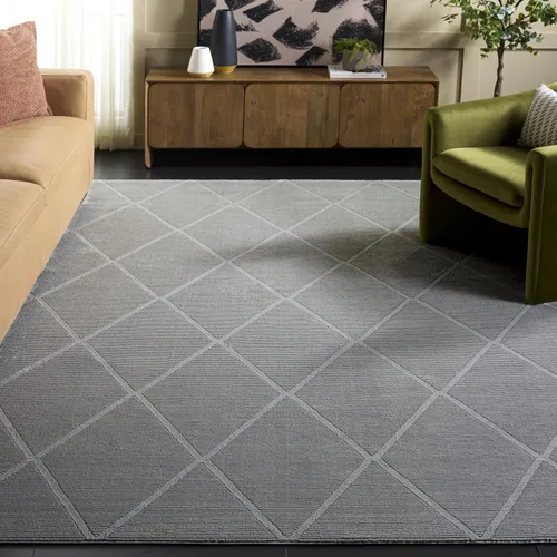 SAFAVIEH Alfombra de área de 8 x 10 pies – Colección Revive – Grande – Gris, patrón de enrejado, no desprende pelusa y fácil limpieza, ideal para