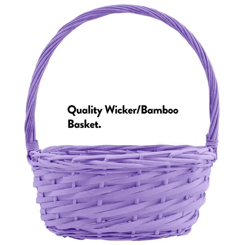 Miniatura 4 de Cesta de Pascua morada para niños y adultos (40 artículos) – Cesta de regalo llena de caramelos, bocadillos, golosinas y conejo de Pascua de peluche