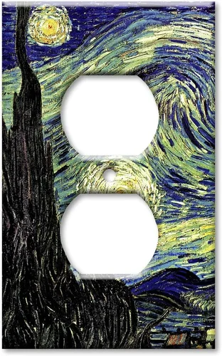 Miniatura 8 de Art Plates - Van Gogh: Placa de interruptor de noche estrellada - Palanca simple Single Toggle