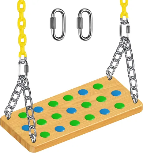 Miniatura 10 de SELEWARE Asiento colgante de madera, 17.5 x 8.2 pulgadas, 2 mosquetones, columpio de árbol para adultos y niños, patio trasero interior o exterior