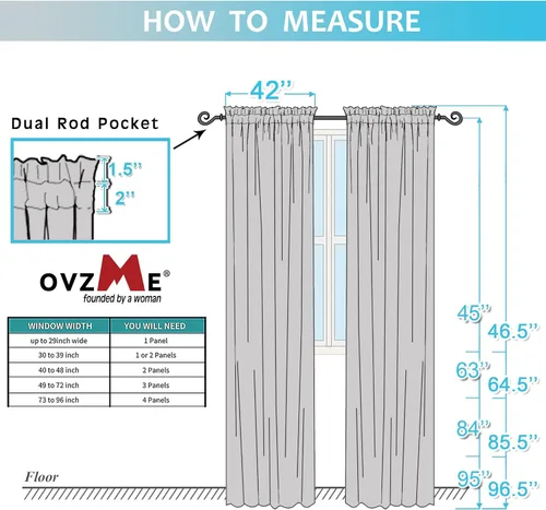Miniatura 207 de OVZME Cortinas traslúcidas, ligeras, suaves, para estudio, sala de estar y dormitorio, juego de 2 paneles, 42 pulgadas de ancho x 84 pulgadas