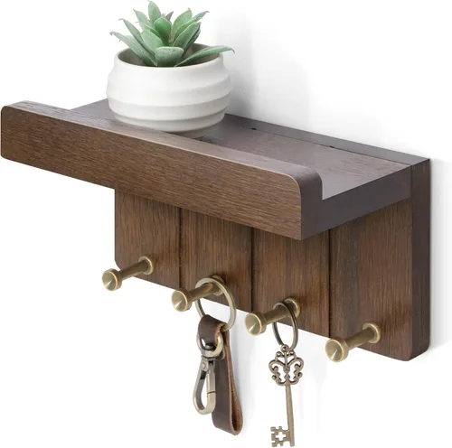 Miniatura 14 de Rebee Vision Soporte de Pared para Llaves Estilo Granja - Organizador de Correo Decorativo con 7 Ganchos para Llaves y Estante de Pared - Decoración