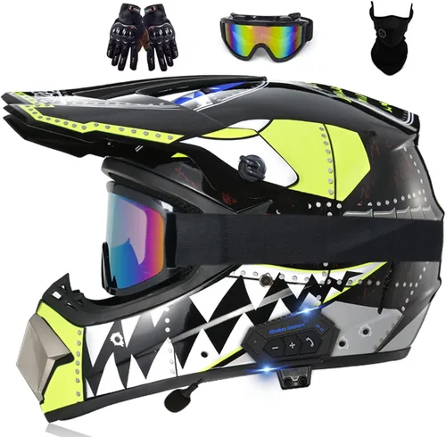 Miniatura 8 de Casco de motocross Bluetooth para adultos, casco de motocross, aprobado por DOT/ECE, perfecto para motocicletas de motocross, motos de cross, ATV