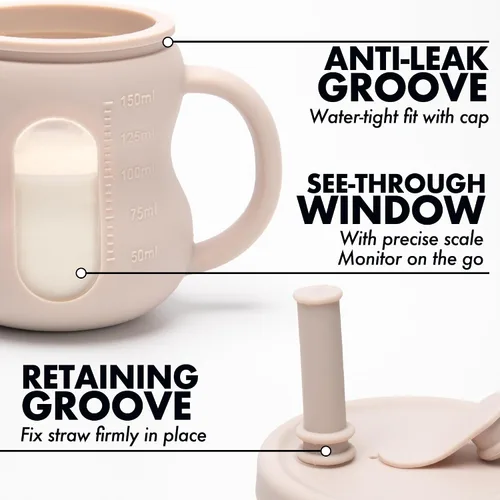 Miniatura 3 de Taza de entrenamiento 100% de silicona para bebé, 2 unidades, vasos transparentes de 5 onzas con pajita para bebés de 6 meses en adelante