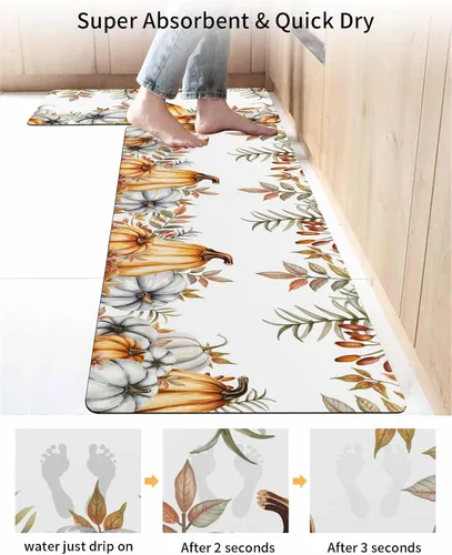 Miniatura 4 de Tapete de baño de Acción de Gracias para bañera, antideslizante, de secado rápido y absorbente, de tierra de diatomeas, tapete lavable de cocina