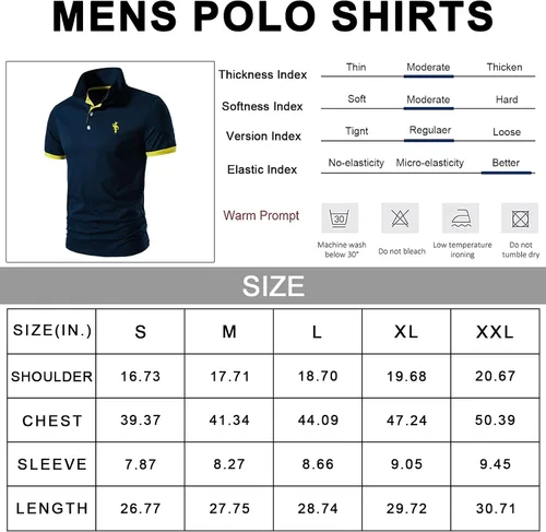 Miniatura 5 de CEHT Camisas polo de manga corta y manga larga de algodón para hombre, camisas polo de golf para hombre, ajuste delgado, tops casuales