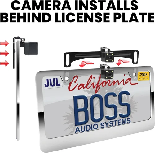 Miniatura 3 de BOSS Audio Systems LPCB40 - Cámara de respaldo para placa de matrícula retrovisora inversa - Vista trasera gran angular de 170°, cámara de respaldo