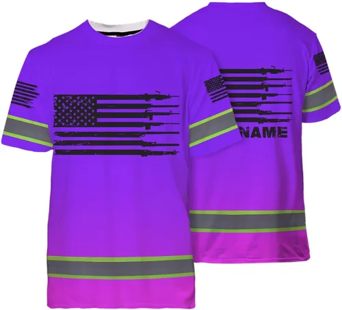 Miniatura 8 de Maddly Colección de ropa de trabajo de alta visibilidad con bandera de EE. UU., personalizada con nombre para trabajadores, corredores, camioneros