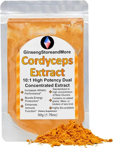 Extracto orgánico de Cordyceps 10:1 de cuerpos fructíferos de hongos reales Nammex | >20% de beta-glucanos extracto dual de alta potencia |