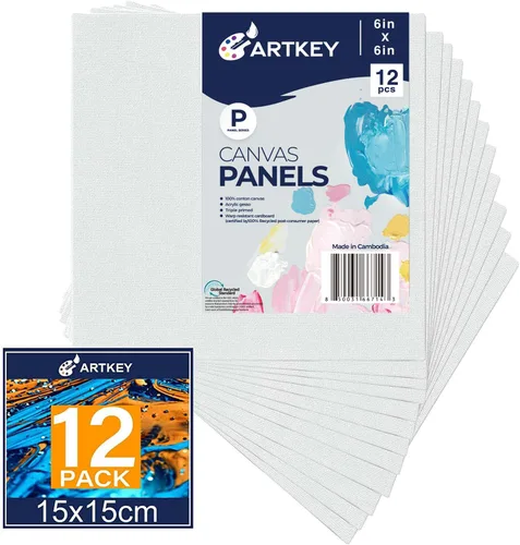 Miniatura 36 de Artkey Lienzos para pintar de 8 x 10 pulgadas, paquete de 12 unidades, 10 onzas, imprimados 100% algodón, blanco para pintura, suministros de arte