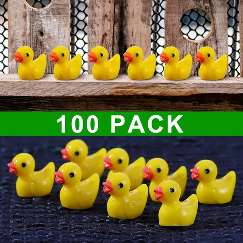 Miniatura 2 de Juego de 100 mini patos de resina a granel para decoración en miniatura en maceta, jardín, casa de muñecas, decoración de pasteles, kit de slime