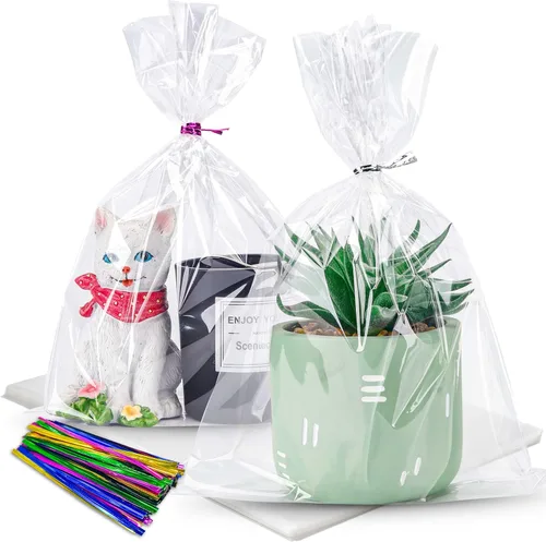 Miniatura 15 de LOKIQNG 150 PAQUETES Bolsas de Celofán de Navidad Bolsas de Regalo para Dulces y Galletas con Ataduras Giratorias para Recuerdos de Fiesta