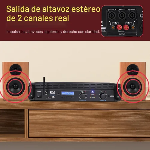 Miniatura 6 de Pyle Amplificador de Potencia Bluetooth de 2 Canales - 2000W Puenteable Montaje en Rack Audio Profesional Sonido Receptor Estéreo Inalámbrico