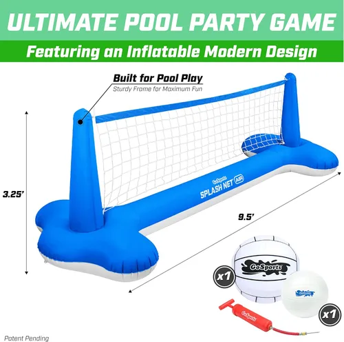 Miniatura 4 de GoSports Splash Net Air, juego inflable de voleibol para piscina, incluye red flotante, pelotas de voleibol de agua y bomba de pelota