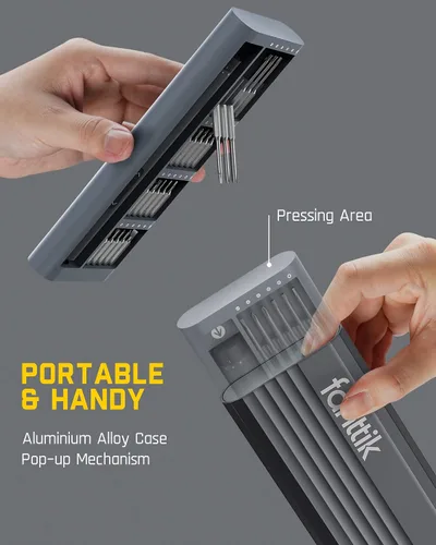 Miniatura 4 de Fanttik E1 Pro Mini destornillador eléctrico, juego de destornilladores de precisión con luz LED, 24 puntas magnéticas, máximo 3 N.m, almacenamiento