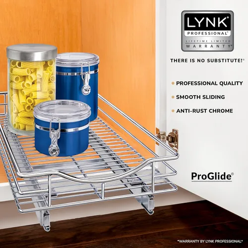 Miniatura 2 de LYNK PROFESSIONAL® Organizador de gabinete extraíble, cajones deslizantes de 11" x 18" para gabinetes de cocina - Estantes deslizantes extraíbles