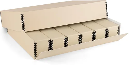 Golden State Art, Caja de almacenamiento de diapositivas de archivo, organizador de bordes de metal sin ácidos con 6 estuches internos, con