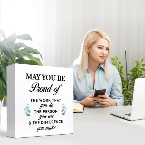 Miniatura 7 de Cartel de caja con citas inspiradoras con texto en inglés «May You Be Proud of the Work You Do», caja motivacional para decoración de pared