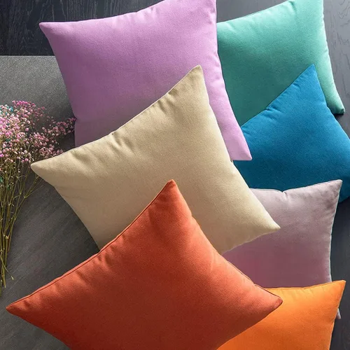 Miniatura 4 de Coddsmz Paquete de 6 fundas de almohada decorativas 100% algodón, fundas de cojín cuadradas de Navidad sólidas para el hogar, cama, sofá, día