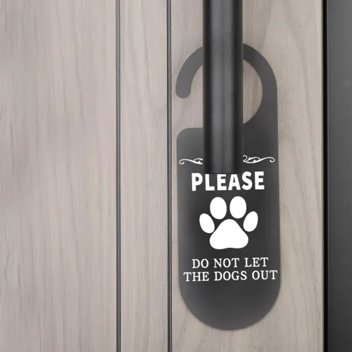 Miniatura 4 de CENWA 2 letreros divertidos para colgar en la puerta con texto en inglés «Please Don' t Let The Cats/Dogs Out», «Please Do Not Disturb», decoración