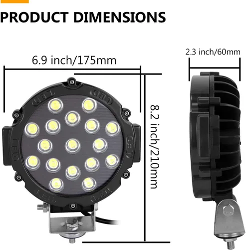 Miniatura 3 de AUXTINGS 2 piezas 7 pulgadas 36 W inundación Led barra de luz fuera de carretera lámpara de conducción para Jeep ATV SUV mina barco fuera