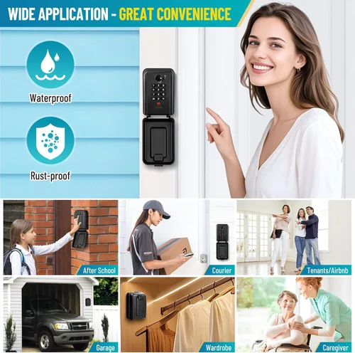 Miniatura 8 de Caja de bloqueo de llave con código, caja de seguridad montada en la pared para llaves con código reposable, caja de seguridad para exteriores