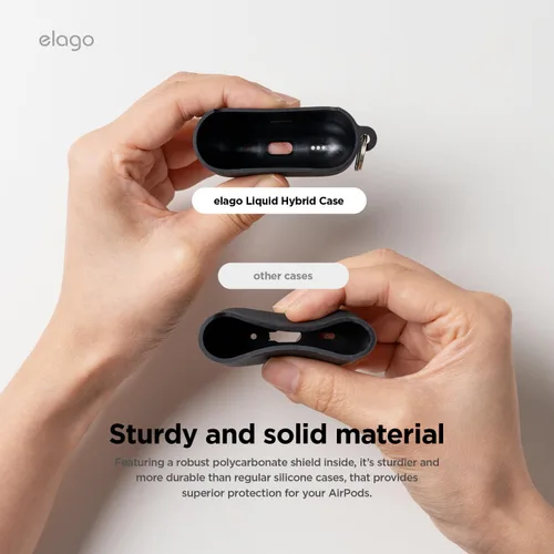 Miniatura 5 de elago Funda híbrida líquida compatible con AirPods 4, compatible con AirPods de 4ª generación, protección de triple capa, llavero incluido, carga