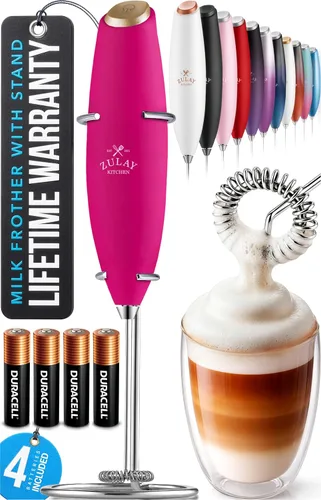 Miniatura 117 de Zulay Kitchen Espumador de leche de mano con pilas Duracell AA – Mezclador eléctrico ultrarrápido y creador de espuma, mezclador de bebidas fácil