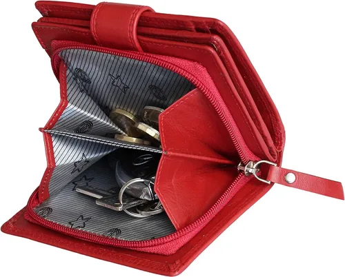 Miniatura 5 de MORUCHA Cartera de embrague para mujer de cuero genuino RFID bloqueo alta capacidad tarjetero monedero M85, Rojo