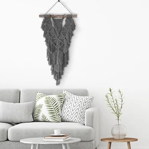 Miniatura 5 de ZUEXT: cuerdas de algodón de macramé de 4 mm, 547 yardas, ZUEXT cuerdas trenzadas naturales hechas a mano en gris de 4 hebras, cuerda de lana