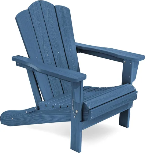 Miniatura 26 de KINGYES Silla plegable Adirondack, sillas de patio HDPE para todo clima, silla de césped con textura de madera para junto a la piscina, patio Aruba