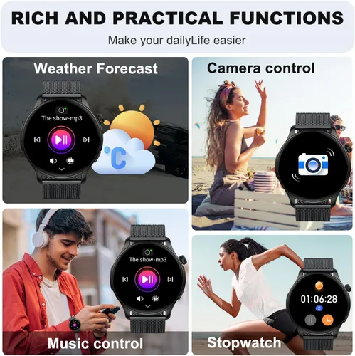 Miniatura 5 de Reloj Inteligente para Hombres y Mujeres Fitness: Impermeable Hacer Responder Llamadas Relojes Digitales para Hombres Corriendo Podómetro Rastreador