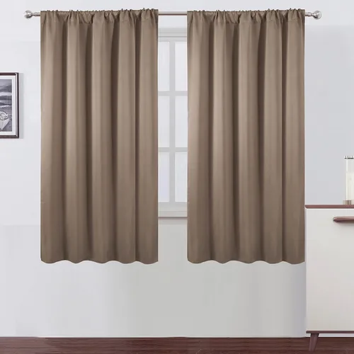 Miniatura 13 de LEMOMO Cortinas opacas negras para cocina, 42 x 45 pulgadas, juego de 2 paneles de cortinas opacas con bolsillo para cortinero para ventana pequeña
