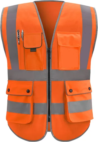 Miniatura 10 de XIAKE Chaleco de seguridad reflectante para hombres y mujeres, chaleco de alta visibilidad clase 2 con bolsillos, cumple con las normas ANSI Malla